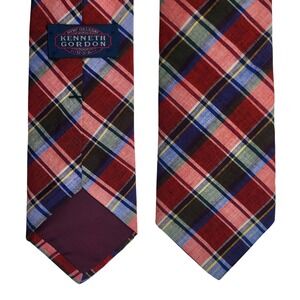 Vintage 90s‎ Preppy Plaid Tie • Hand Sewn • Kenneth Gordon New Orleans • Cotton